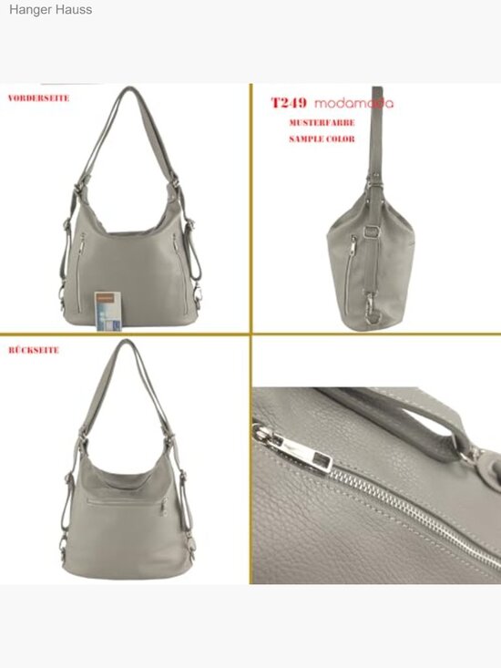 Women\'s Leather 2-in-1 Backpack Shoulder Bag Hobo Handmade in Italy